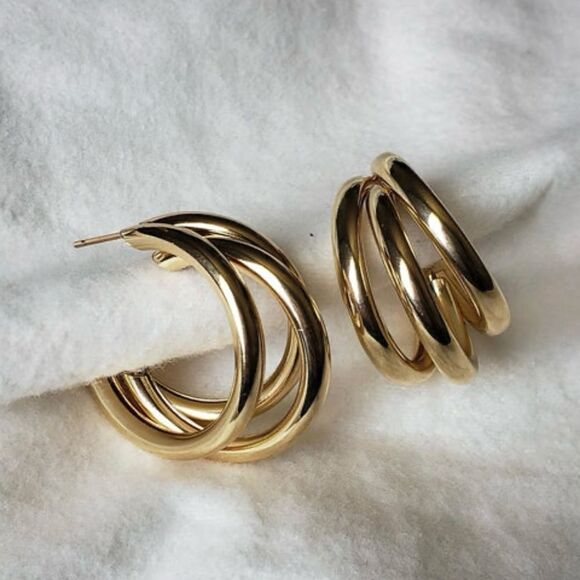 TRIPLE HOOP EARRINGS - Picture 2 of 3